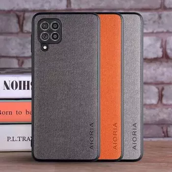 Чехол для Samsung Galaxy M32 F22, чехол, роскошный текстильный кожаный чехол из мягкого ТПУ, жесткий чехол для телефона samsung galaxy m32, чехол Funda M32 чёрный