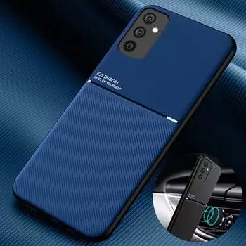 Чехол для Samsung Galaxy M52 5g, автомобильный магнитный держатель, мягкий кожаный чехол для телефона Samsung M52 M 52 2021 Sm-M526b, задняя крышка For Galaxy M52 5G синий