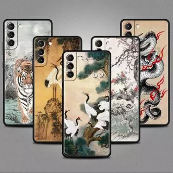 Чехол для Samsung Galaxy S20 S22 Ultra S21 FE S10 S9 Plus Note 20 10 Lite 9 мягкий чехол для телефона Tiger Crane ART Samsung S21 5G
