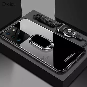 Чехол для Samsung Galaxy S21 Ultra Plus FE с магнитным кольцом-держателем и подставкой, чехол для телефона Samsung S20 Plus A32 A52 A72 A02S, задняя крышка из твердого закаленного стекла For M31S красный