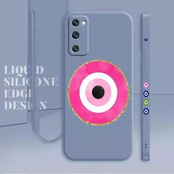 Чехол для Samsung Galaxy S22 S21 S20 S10 S8 S9 S10e Ultra FE Note 20 10Plus квадратный жидкий карамельный цвет Капа зеленый с символами сглаза Samsung S8