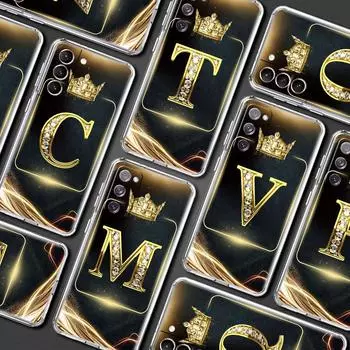 Чехол для Samsung Galaxy S22 Ultra S20 Fe S21 S10 Plus, мягкий чехол для смартфона Note 20 10 Lite, силиконовый чехол, черное золото с буквами for Samsung S22 Plus