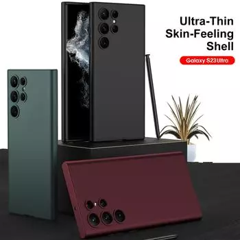 Чехол для Samsung Galaxy S23 S22 S21 Ultra Plus, приятный для кожи, матовый, мягкий силиконовый, с боковым слотом для ручки, противоударная защита, задняя крышка For Galaxy S23&Case Only (no pen)