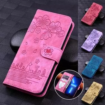 Чехол для Samsung Galaxy S23 Ultra S23 Plus S23 S22 S21 S21FE S20FE A13 A33 A53 A54 A52S A32 A22, чехол-кошелек из искусственной кожи для iPhone Xiaomi iPhone 6/6S фиолетовый