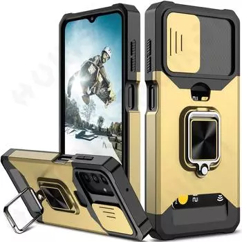 Чехол для Samsung Galaxy S24 A54 A34 4G 5G S23 S22 S21 Ultra Plus S21 FE, слот для держателя карты, военный кошелек, выдвижной чехол для камеры Samsung F12