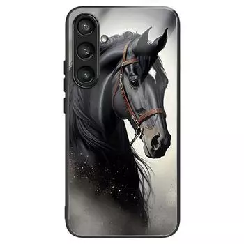 Чехол для Samsung Galaxy S24 FE Задняя крышка из закаленного стекла с печатью узора Grey Horse