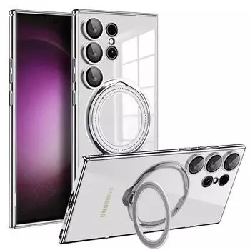 Чехол для Samsung Galaxy S24 S23 Ultra Plus Note 20 FE A54 A34 A14 5G Magsafe с прозрачным кольцом и магнитной крышкой с беспроводной зарядкой Samsung F12