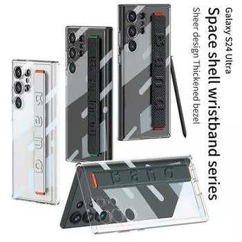 Чехол для Samsung Galaxy S24 S23 Ultra Plus, прозрачный браслет, пластиковый противоударный защитный чехол, прозрачная жесткая задняя крышка, аксессуары for Galaxy S24