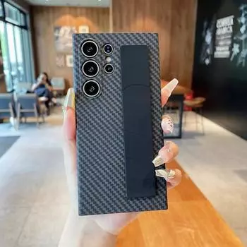 Чехол для Samsung Galaxy S24 S23 Ultra Plus, ультратонкий, приятный для кожи, матовый, из углеродного волокна, с текстурой, эластичный браслет, жесткий чехол for Galaxy S23