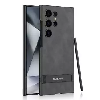 Чехол для Samsung Galaxy S24 S23 Ultra, ультратонкий, приятный для кожи, матовый, простой кожаный, силиконовый кронштейн, противоударный защитный чехол for Galaxy S23 Ultra&case only(no pen)