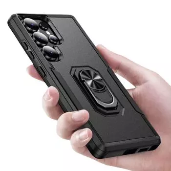 Чехол для Samsung Galaxy S24 Ultra FE Plus 5G Kickstand Ring Phone Case Coque for Galaxy S24 FE чёрный