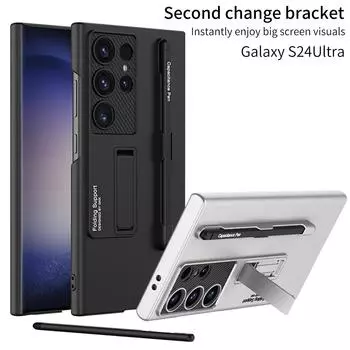 Чехол для Samsung Galaxy S24 Ultra Plus, ультратонкий матовый кронштейн, слот для ручки с сенсорной ручкой, пластиковый противоударный защитный жесткий чехол for Galaxy S24 Ultra&case with touch pen