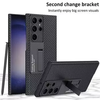 Чехол для Samsung Galaxy S24 Ultra Plus, ультратонкий матовый простой кожаный кронштейн, противоударный защитный чехол, аксессуары for Galaxy S24 Ultra&case only(no pen)