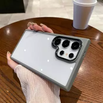 Чехол для Samsung Galaxy S24 Ultra, прозрачный чехол, приятный для кожи, силиконовая окантовка, металлическая линза, противоударная защита, жесткая задняя крышка for Galaxy S24 Ultra