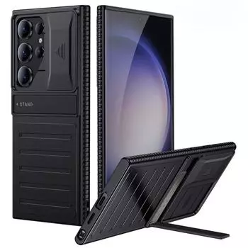 Чехол для Samsung Galaxy S24 Ultra с подставкой-держателем, защитой для камеры, защитой от падений и подушкой безопасности, защитный чехол для телефона S24 PC + TPU&for Galaxy S24 Ultra