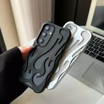 Чехол для Samsung Galaxy S25 Ultra S24 S23 S22 A14 A15 A16 A55 A54 Чехол для телефона в форме полого пламени с суперсильным рассеиванием тепла Samsung A06 чёрный