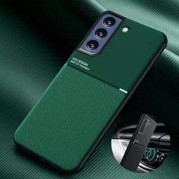 Чехол для Samsung Galaxy S 21 FE, автомобильный держатель с магнитной пластиной, кожаный чехол для телефона Samsung S21 FE S21FE S 21FE 5G 6,4 дюйма; Задняя обложка For Galaxy S21 FE чёрный