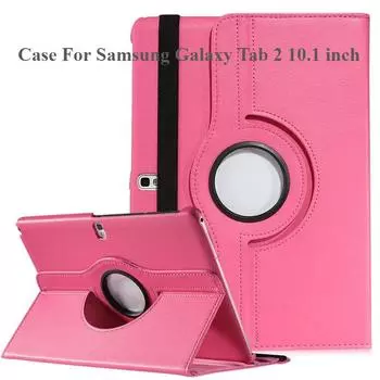 Чехол для Samsung Galaxy Tab 2 10,1 дюйма, вращающийся на 360 градусов флип-чехол из искусственной кожи Tab2 N8000 N8010 N8020 N8005, чехол для планшета розовый