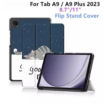 Чехол для Samsung Galaxy Tab A9 8,7 дюймов SM-X110 SM-X115 X117, откидная крышка из искусственной кожи с подставкой для Tab A9 Plus 2023, чехол для планшета Funda Tab A9 8.7 inch темно-синий