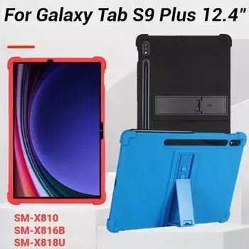 Чехол для Samsung Galaxy tab S9 Plus FE 12,4, чехол для Tab S9 11incs SM-X810 X816B, чехол с подставкой и 4 противоударными подушками безопасности, мягкий силикон Tab S9 11 inch красный