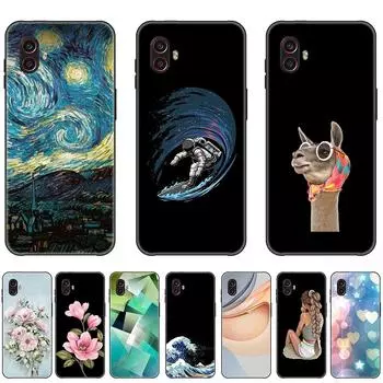 Чехол для Samsung Galaxy XCover 6 Pro 6,6 дюйма, черный чехол, черный мягкий чехол из ТПУ с милыми животными, противоскользящий, полная защита, бампер SM-G736U XCover6 Pro-Style 1