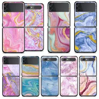 Чехол для Samsung Galaxy Z Flip3 5g, чехол для Samsung Z Flip Hard Shell, чехол-капа, красивый мрамор, Золотая текстура, Quicksan Samsung Z Flip3 5G