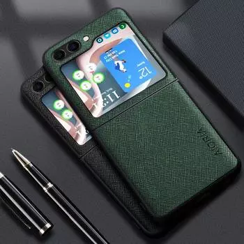 Чехол для Samsung Galaxy Z Flip5 6 Flip4 Flip3 5G Fold 3 4 5 6 Защита по всему краю Идеальная высококачественная искусственная кожа for Z Flip 5 серый