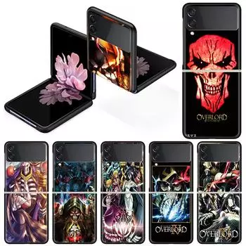 Чехол для Samsung Galaxy Z Flip 3 5G, черный жесткий роскошный чехол для телефона ZFlip, защита от падения, модный чехол из ПК, Overlord, череп, аниме Samsung Z Flip 3 5G