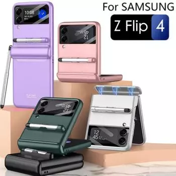 Чехол для Samsung Galaxy Z Flip 3 4 5g с емкостной ручкой, магнитный чехол против падения, флип 3 4, чехол для Galaxy Z Flip3 Flip4 For Galaxy Z Flip 4 белый