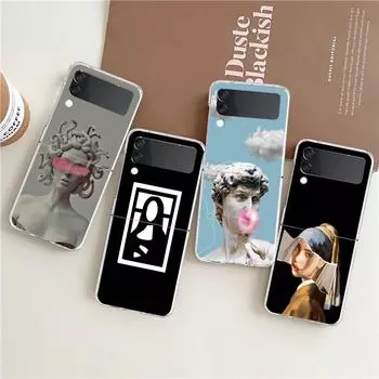 Чехол для Samsung Galaxy Z Flip 3 4 5, прозрачный складной высокий корпус из поликарбоната для Galaxy Z Flip 3 5, художественный чехол с эстетичным изображением Дэвида Моны Лизы Galaxy Z Flip 5