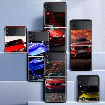 Чехол для Samsung Galaxy Z Flip 3 4 5G, черный жесткий корпус для телефона из ПК, Z флип4, роскошный сегментированный чехол, синий, красный, автомобиль Samsung Z Flip 3 5G