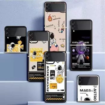 Чехол для Samsung Galaxy Z Flip 3 4 5G, черный жесткий корпус для телефона из ПК Z Flip4, роскошный сегментированный чехол, роскошный космонавт Samsung Z Flip 3 5G