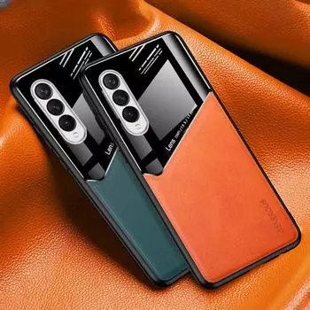 Чехол для Samsung Galaxy Z Flip 3 4, роскошный кожаный чехол для телефона Samsung Z Fold 3 4 5G, магнитный силиконовый защитный чехол For Galaxy Z Fold 4 чёрный