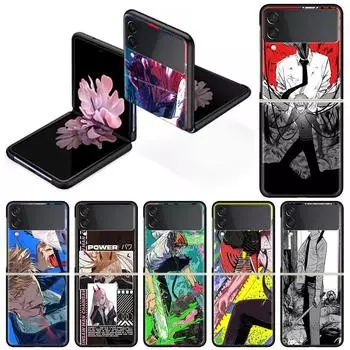 Чехол для Samsung Galaxy Z Flip 3 5G черный жесткий роскошный чехол для телефона ZFlip, защита от падений, модный чехол для ПК, комикс с изображением человека-бензопилы Samsung Z Flip 3 5G