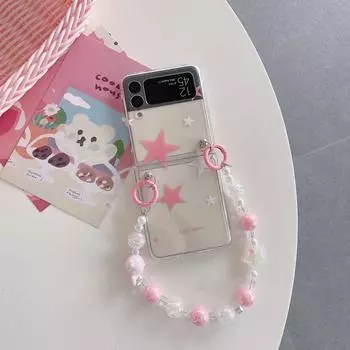 Чехол для Samsung Galaxy Z Flip 4, браслет со звездой, прозрачные складные чехлы для телефонов Samsung Z Flip 3, 5 г, Zflip4, жесткая задняя крышка из ПК Galaxy Z Flip 3