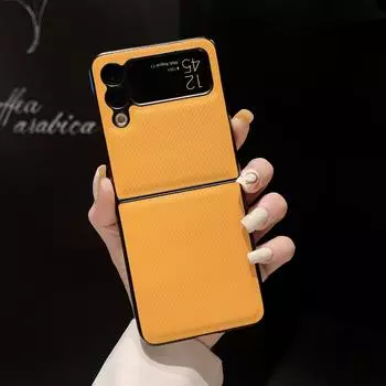 Чехол для Samsung Galaxy Z Flip 4 3, роскошный деловой чехол из простой кожи, ультратонкий матовый противоударный защитный чехол, аксессуары for Samsung Z Flip 4 зелёный