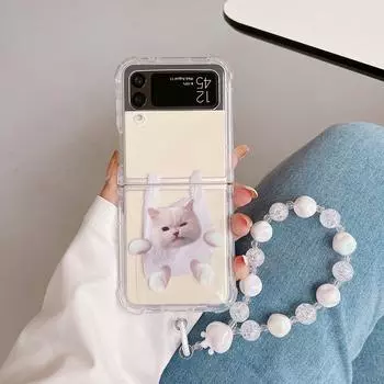 Чехол для Samsung Galaxy Z Flip 4 Zflip 3, милый браслет с собаками и кошками, прозрачный мягкий силиконовый складной противоударный защитный чехол For Galaxy Z Flip 4