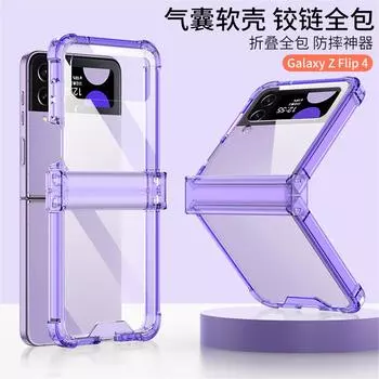 Чехол для Samsung Galaxy Z Flip 4, цветной прозрачный складной шарнир, четыре угла, противоударный силиконовый защитный чехол, жесткая задняя крышка For Galaxy Z Flip 4