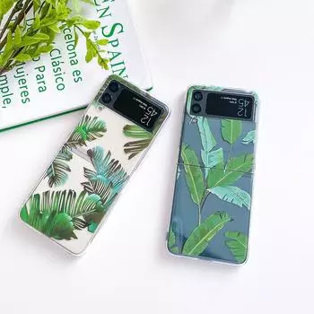 Чехол для Samsung Galaxy Z Flip 4 3 Flip4 Flip3, окрашенный в виде бананового листа, прозрачный противоударный складной жесткий чехол для ПК, аксессуары For Samsung Z Flip 4