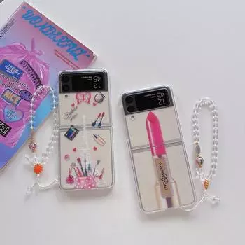 Чехол для Samsung Galaxy Z Flip 4 3, ремешок для губной помады, прозрачные складные чехлы для Samsung Z Flip 3, 5 г, противоударная жесткая задняя крышка Galaxy Z Flip 3