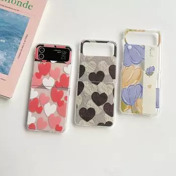 Чехол для Samsung Galaxy Z Flip 4 3 Love Painting, прозрачные складные чехлы для Samsung Z Flip 3, 5 г, противоударная жесткая задняя крышка Galaxy Z Flip 3