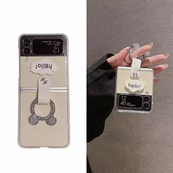 Чехол для Samsung Galaxy Z Flip 4, прозрачный чехол с пряжкой и кольцом с бриллиантом, чехол для телефона Samsung Z Flip 3, 5 г, Zflip4, противоударная жесткая задняя крышка Samsung Z Flip 3