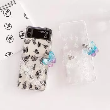 Чехол для Samsung Galaxy Z Flip 4 3, браслет с росписью в виде бабочки, прозрачный противоударный жесткий чехол для ПК, чехол для Samsung Z Flip3 For Samsung Z Flip 4