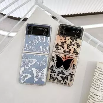 Чехол для Samsung Galaxy Z Flip 4 3, полупрозрачный складной чехол цвета бабочки для Samsung Z Flip 3, 5 г, противоударная жесткая задняя крышка Galaxy Z Flip 4
