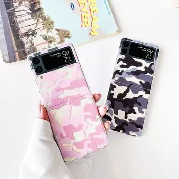 Чехол для Samsung Galaxy Z Flip 4 3, прозрачный противоударный чехол с камуфляжной окраской, жесткая задняя крышка для ПК, чехол для Samsung Zflip4 Flip3 5g For Samsung Z Flip 4