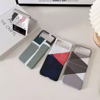 Чехол для Samsung Galaxy Z Flip 4, 3 цвета, наклейка с водяными блоками, складные чехлы для Samsung Z Flip 3, 5 г, противоударная жесткая задняя крышка Galaxy Z Flip 3