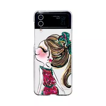 Чехол для Samsung Galaxy Z Flip 4 3, красная юбка для девочек, прозрачный складной противоударный чехол с рисунком для девочек, аксессуары в твердом переплете из ПК For Galaxy Z Flip 4