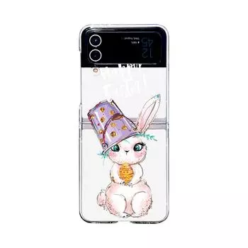 Чехол для Samsung Galaxy Z Flip 4 3 с милым кроликом и рисунком, прозрачный складной противоударный чехол для ПК, аксессуары для жесткой задней панели For Galaxy Z Flip 4