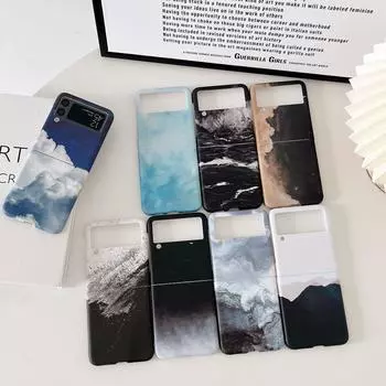 Чехол для Samsung Galaxy Z Flip 4 с 3 наклейками на чернила, складные чехлы для Samsung Z Flip 3 Zflip4, противоударный жесткий чехол, аксессуары Galaxy Z Flip 3