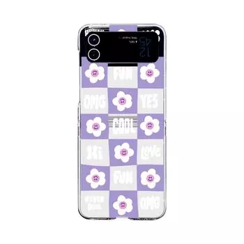 Чехол для Samsung Galaxy Z Flip 4 3, милый чехол с рисунком счастливых цветов, прозрачный складной противоударный жесткий чехол для ПК, аксессуары For Galaxy Z Flip 4